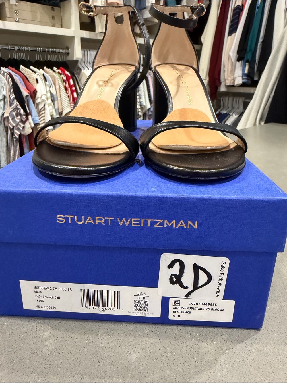 Stuart Weitzman Black Leather Ankle-Strap Block Heels! Worn once for a wedding!